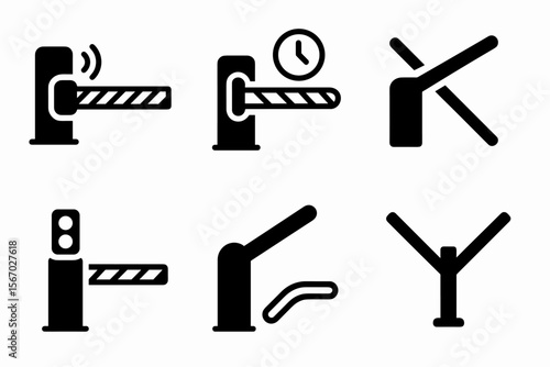 Black turnstile icons in various positions and styles vector icon isolated illustration