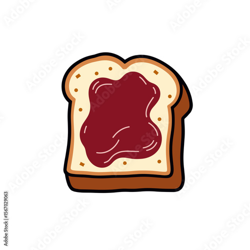 Pop art fig jam toast illustration, simple breakfast spread