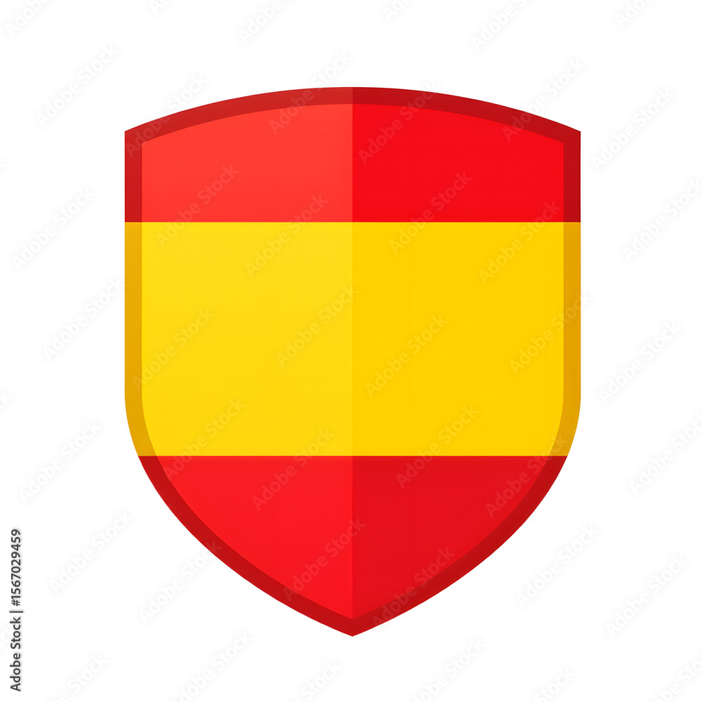 Fototapeta premium Shield with Spanish flag design in flat style 