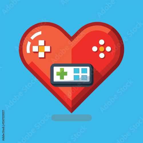Retro pixelated heart life meter with classic gaming icons, 8-bit style health bar for video game UI or HUD design