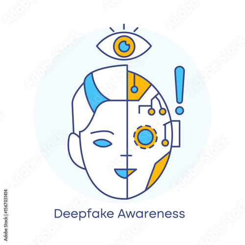 AI Deepfake Detection and Public Awareness Icon with editable stroke