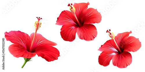 Wallpaper Mural tropical red hibiscus flowers isolated on white background PNG , AI GENERATED Torontodigital.ca