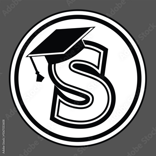 Bold letter s academic graduation cap logo vector