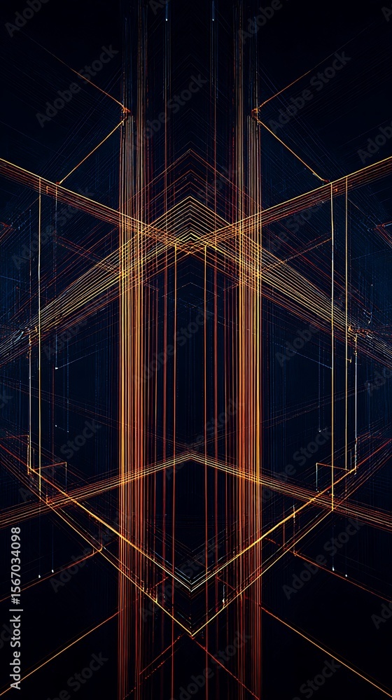 Fototapeta premium Intricate network of intersecting lines forming a complex geometric structure.