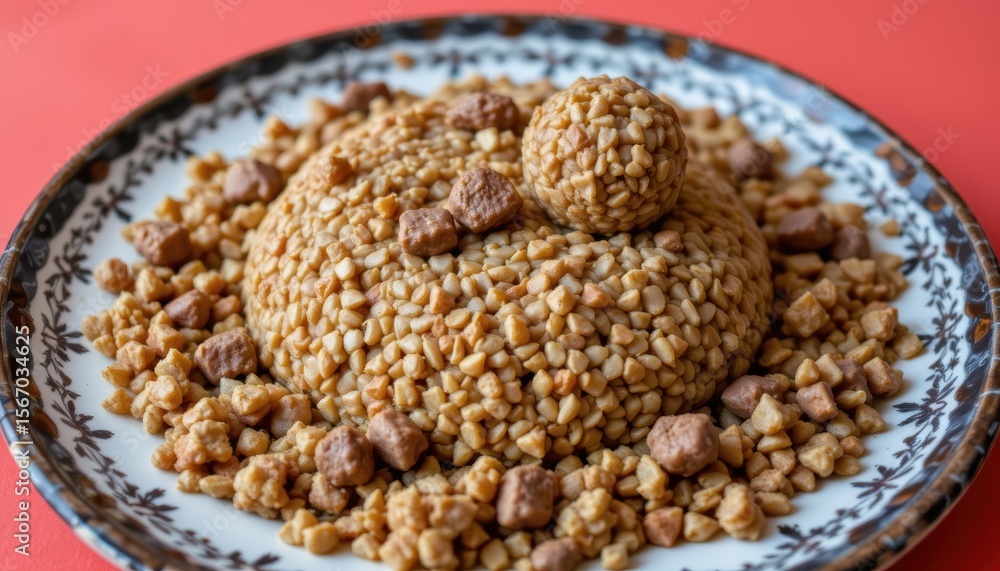 Deliciously Nutty Sweet Dish Made From Ground Peanuts Served on a Decorative Plate Deliciously Nutty Sweet Dish Made From Ground Peanuts Served on a Decorative Plate
