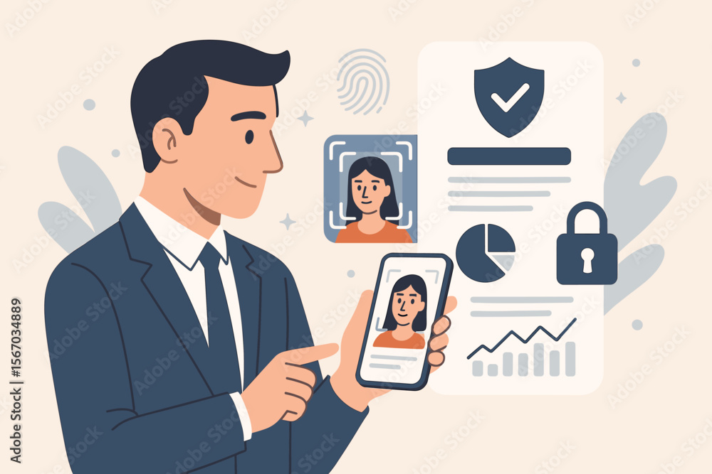 Know Your Customer (KYC) Concept, Businessman Using Identity Verification Technology on Smartphone for Enhanced Financial Security and Personal Finance Access Know Your Customer (KYC) Concept, Businessman Using Identity Verification Technology on Smartphone for Enhanced Financial Security and Personal Finance Access