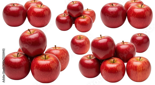 Fresh Red Apples Piled in Various Arrangements for Healthy Snacking, isolated on a transparent background