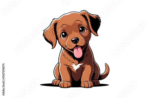 Wallpaper Mural Cute brown puppy dog with tongue out sitting and looking at the camera isolated on transparent background Torontodigital.ca