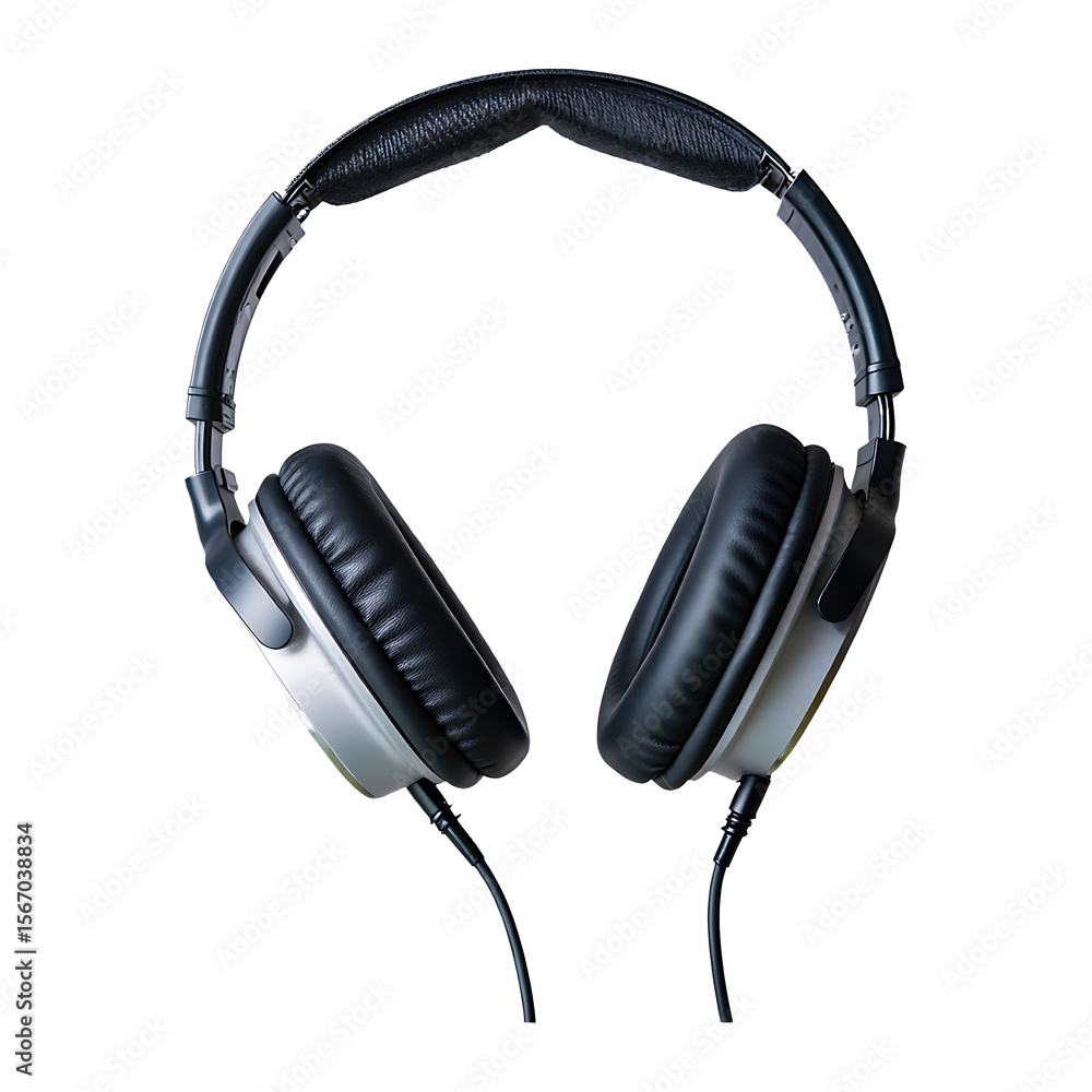 Professional over ear headphones with audio equalizer graphic isolated on transparent background Professional over ear headphones with audio equalizer graphic isolated on transparent background