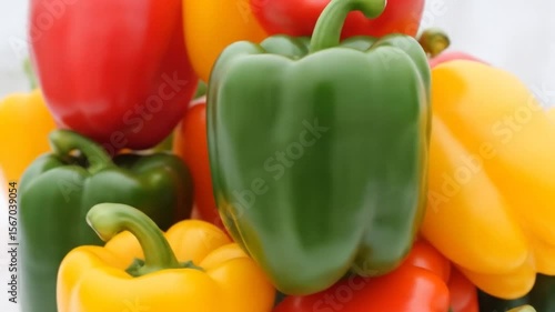 Vibrant Close-Up Video of Colorful Bell Peppers in Various Hues