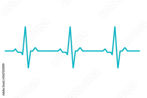 A flat teal heart rhythm graphic representing heartbeat and pulse, perfect for healthcare or medical design, ensuring a healthy life.