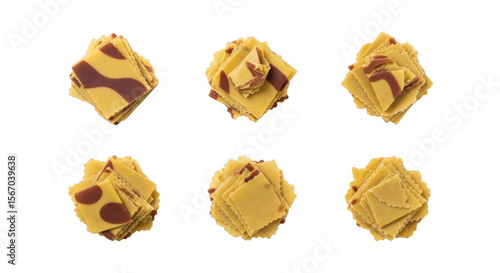 Captivating Artistic Display of Vibrantly Colored Lasagna Sheets Perfect for Culinary and Food Photography, isolated on a transparent background