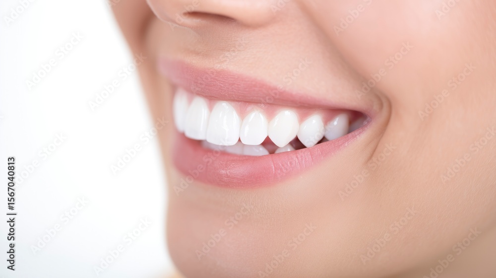 Fototapeta premium A close-up of bright, healthy white teeth with a clean and radiant smile.