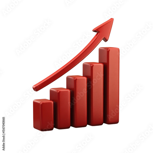Red 3d bar chart with upward arrow isolated on transparent background Free Download Red 3d bar chart with upward arrow isolated on transparent background - GFXLoad