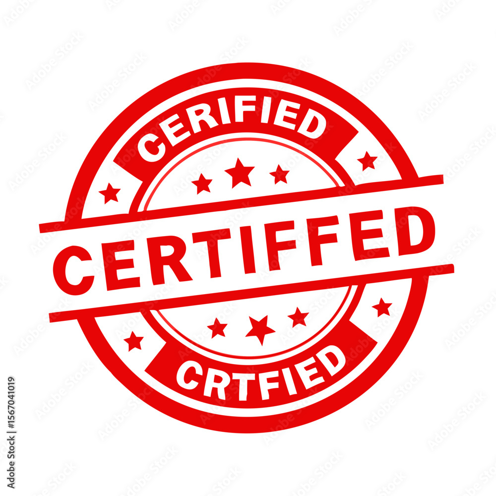 Red certified stamp vector graphic for quality assurance and validation needs Red certified stamp vector graphic for quality assurance and validation needs