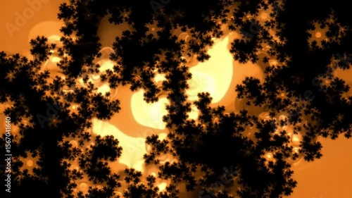 Abstract animation of fluid shapes and fractal patterns with warm golden colors