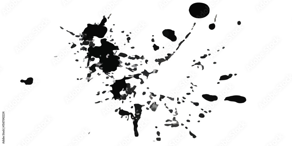 Obraz premium Abstract Black and White Ink Splats Creating a Grunge Effect. Transparent PNG available detailed ink splats Hyperrealistic Highly Detailed Isolated On Transparent Background 
