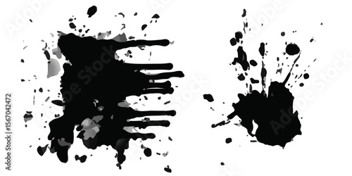 detailed ink splats Hyperrealistic Highly Detailed Isolated On Transparent Background . Black ink splatter on white background, abstract and chaotic.