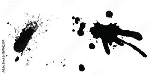 detailed ink splats Hyperrealistic Highly Detailed Isolated On Transparent Background . Black ink splatter on white background, abstract and chaotic.