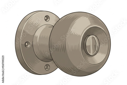 Stylish doorknob graphic featuring detailed shading, ideal for architectural designs, home security promotions, or realistic object representations.