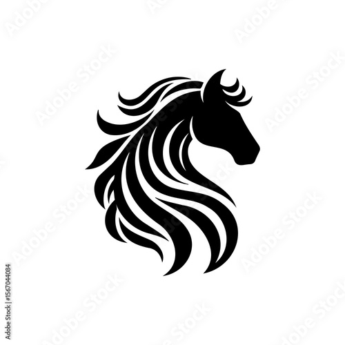black and white horse silhouette vector illustration 