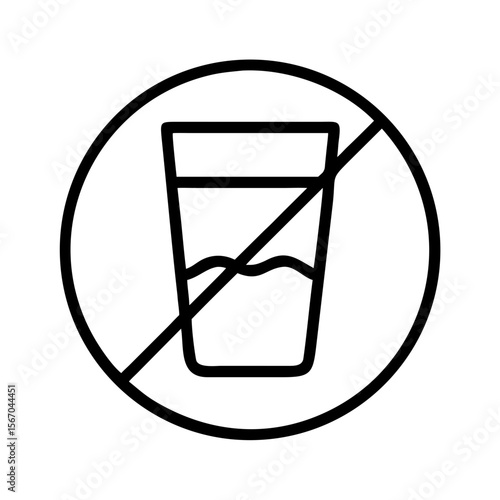 No drinking symbol with glass and crossed line in black outline  
