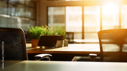 Wallpaper Mural Minimalist coworking space with sunlight and greenery, embodying modern productivity and calm.
 Torontodigital.ca