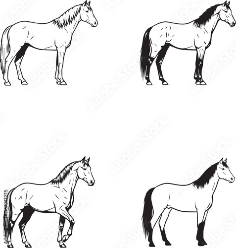 set of horses silhouettes