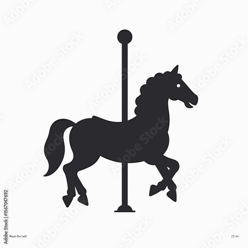 Silhouette of a carousel horse on a white background