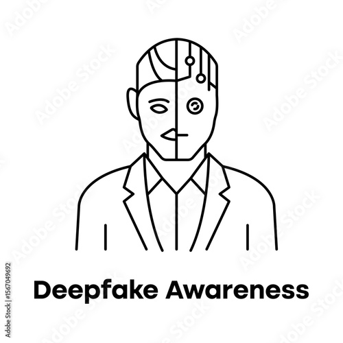 Ethical Tech Against Deepfake Threats Icon with editable stroke