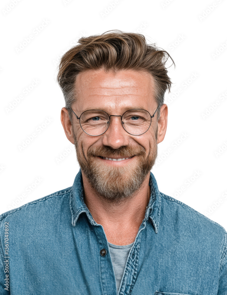 Obraz premium Cheerful man portrait bright isolated on transparent background