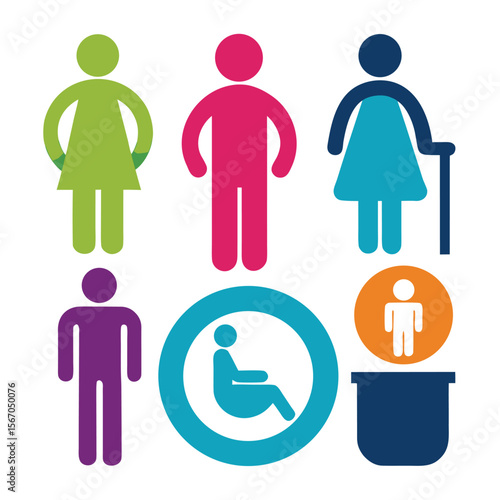 Gender inclusive toilet signage flat vector