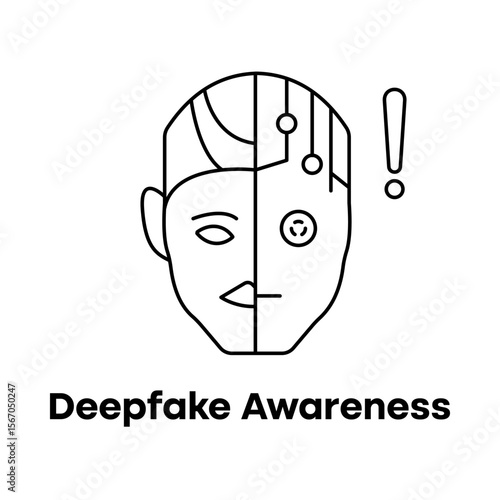 Ethical Tech Against Deepfake Threats Icon with editable stroke