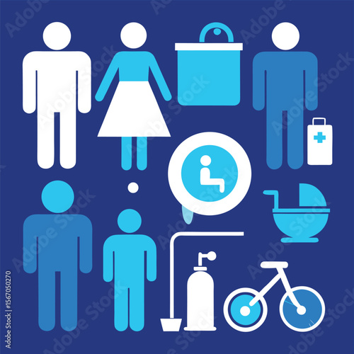 Modern restroom signs for public facilities