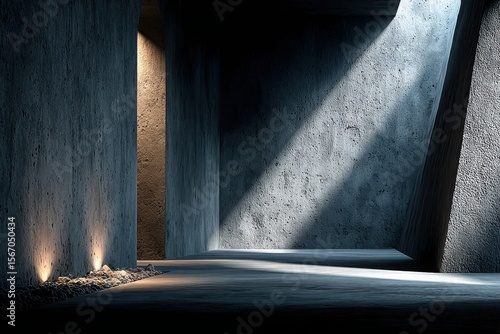 Wallpaper Mural Interior room with light shafts and textured concrete walls Torontodigital.ca