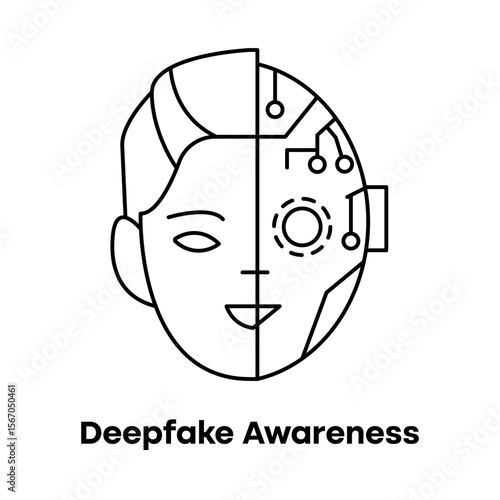 AI Deepfake Detection and Public Awareness Icon with editable stroke
