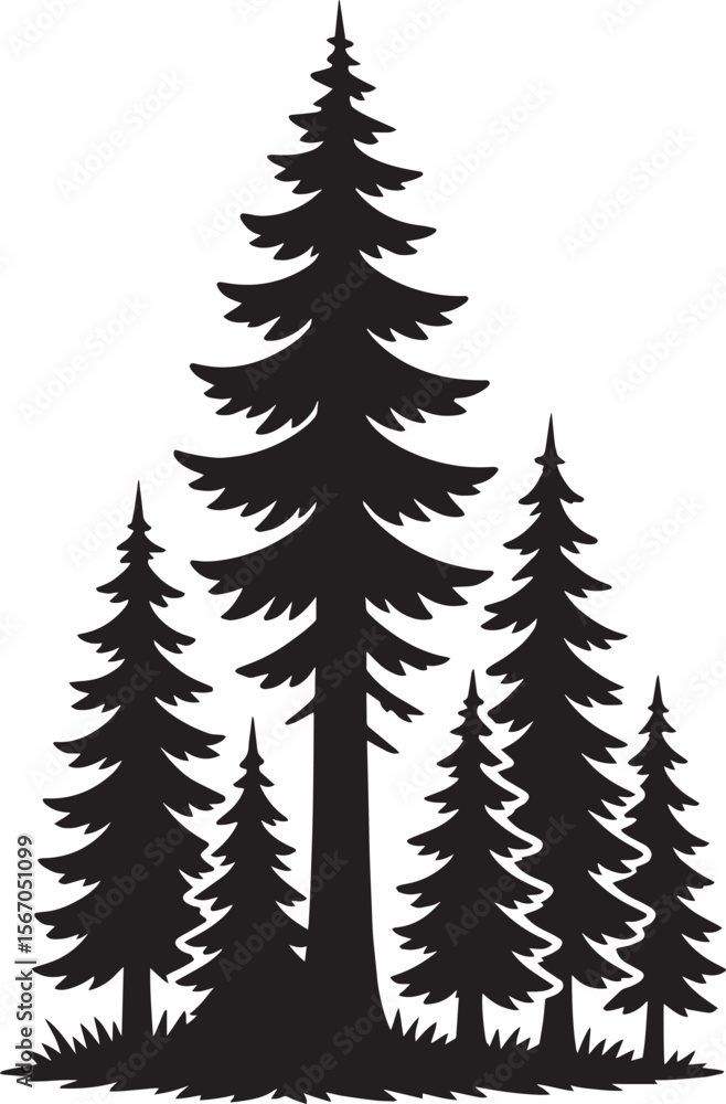 Obraz premium Silhouetted Pine Trees, Perfect for Nature-Themed Designs