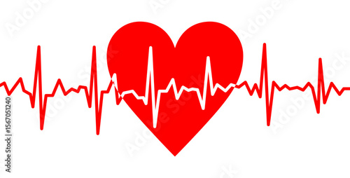 ハートマークと心電図の線