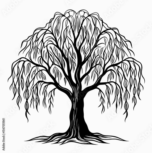 Willow tree outline vector