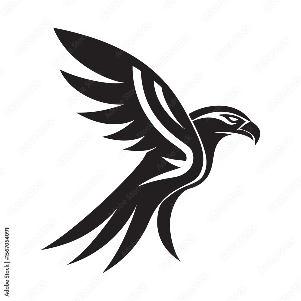 Fototapeta premium Stylized Tribal Wings On Falcon