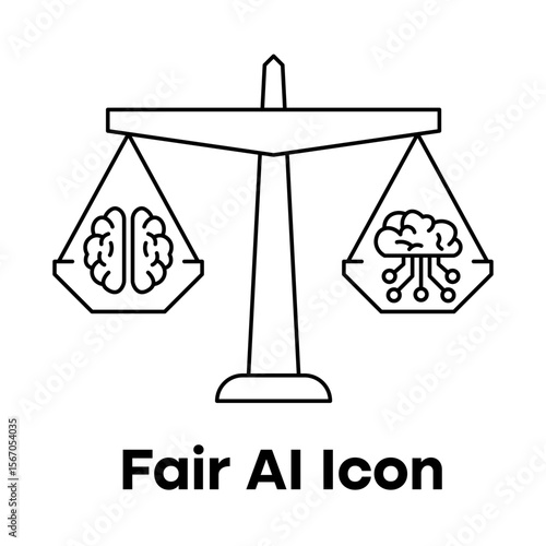 AI Without Bias and Fair Decision-Making Icon with editable stroke
