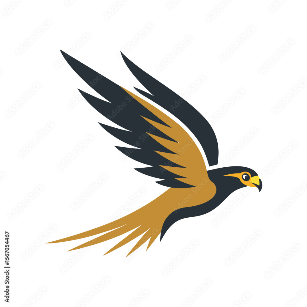 Fototapeta premium Feathered Falcon Gliding Through Air