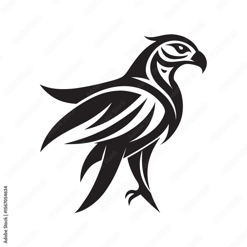 Fototapeta premium Falcon With Decorative Tribal Wings