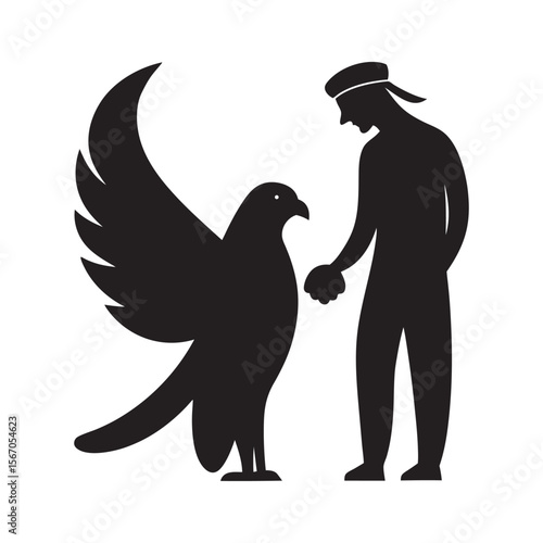 Falcon And Handler Interaction Silhouette
