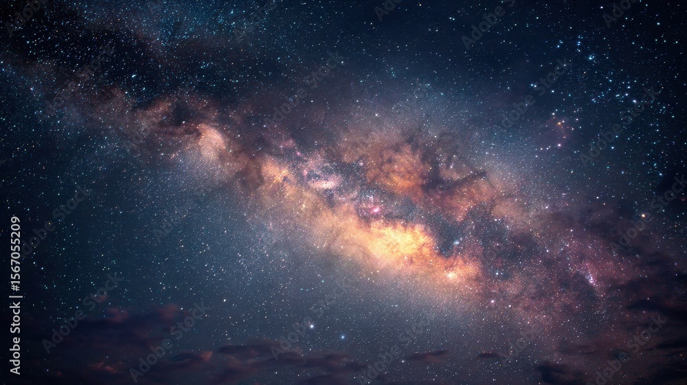 Fototapeta premium Galactic center of the milky way shines brightly in a vast night sky