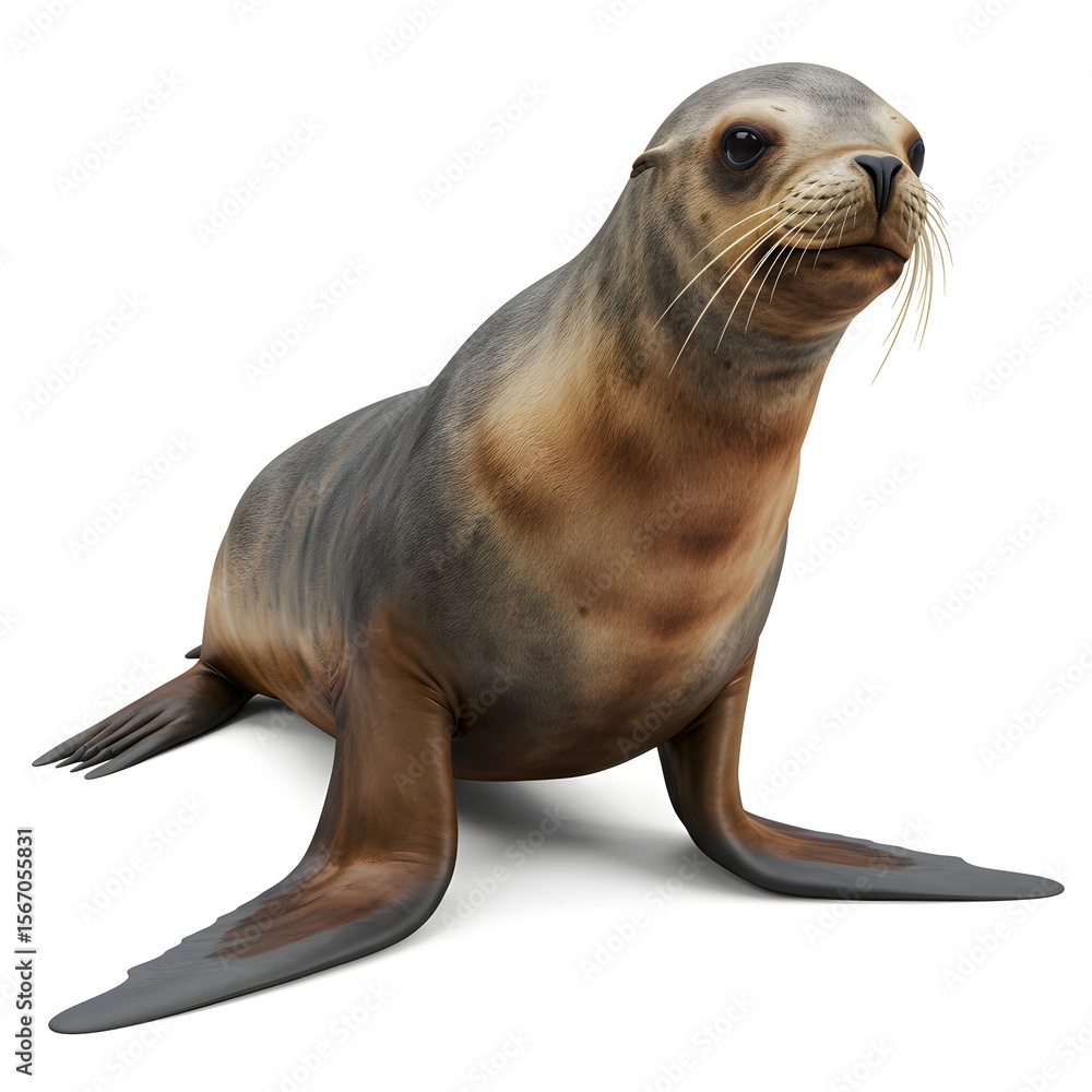 Fototapeta premium A captivating sea lion, a charismatic marine mammal, captured in stunning detail, exhibiting a curious and engaging demeanor.