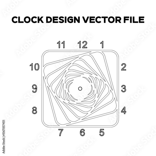 Square Clock Design. Clock Time Concept Design. Editable EPS file.