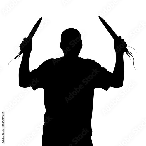 Silhouette of person holding carrots crossed, health celebration concept
