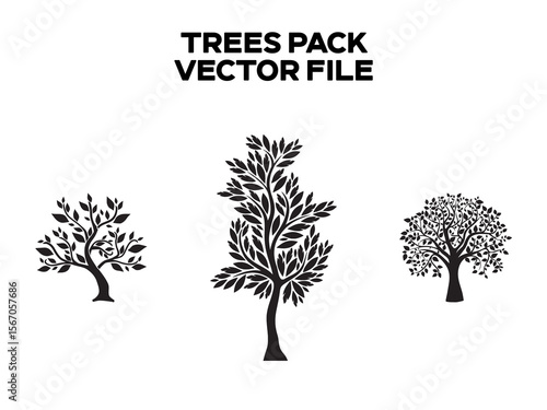 Trees Designs Pack. Different trees designs. Editable EPS file.