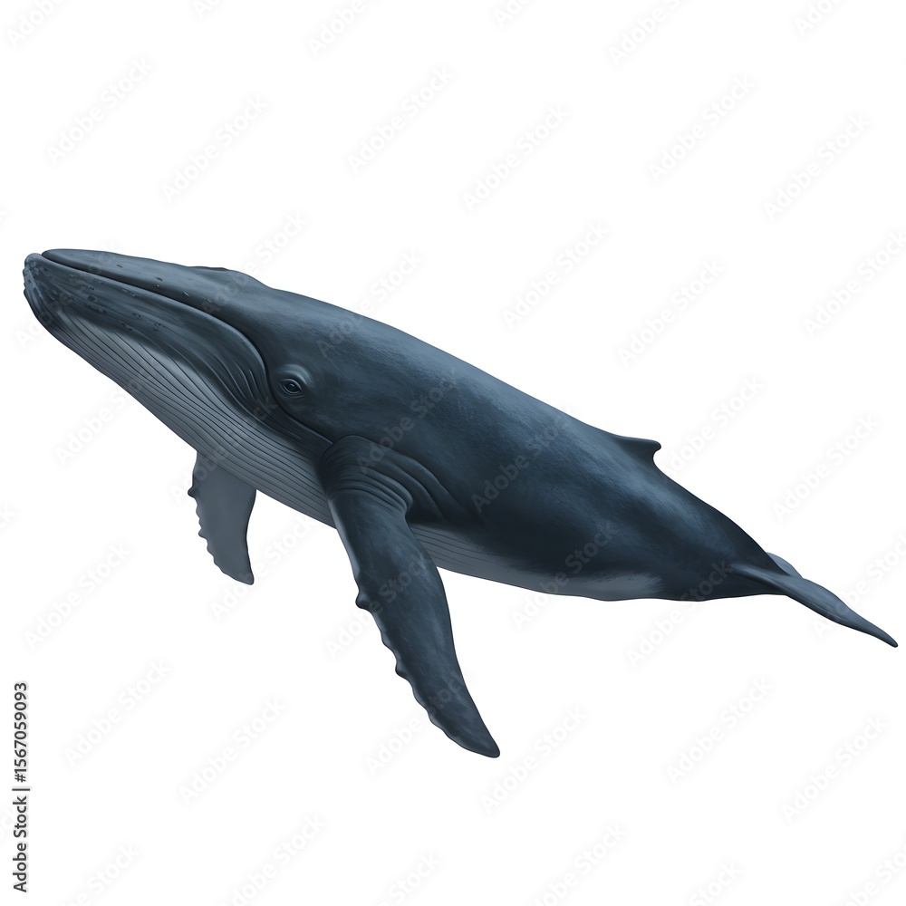 Obraz premium A majestic blue whale swims gracefully, showcasing its massive form and gentle nature, perfect for marine life enthusiasts. 